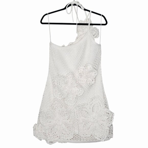 Cult Gaia Kendria Crochet Mini Dress Off White Size XL - Picture 8 of 14